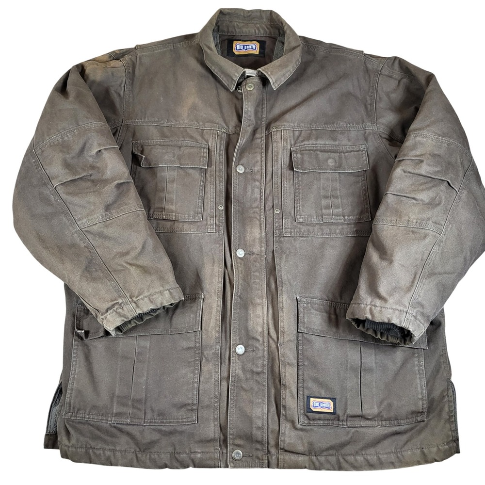 Big Smith‎ Mens XL Brown Workwear Barn Chore Coat Fleece Lined Jacket Read*